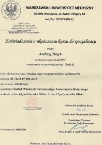 Andrzej Bożyk Ceryfikat
