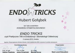 Hubert Gołąbek certyfikat