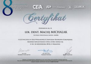 certyfikat dla Macieja Michalaka