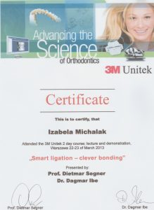 certyfikat Smart ligation clever bonding dla Izabeli Michalak