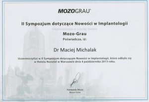 II sympozjum dotyczące nowości w implantologii Maciej Michalak