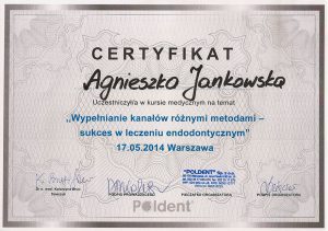 Agnieszka Jankowska certyfikat