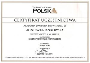 Agnieszka Jankowska certyfikat